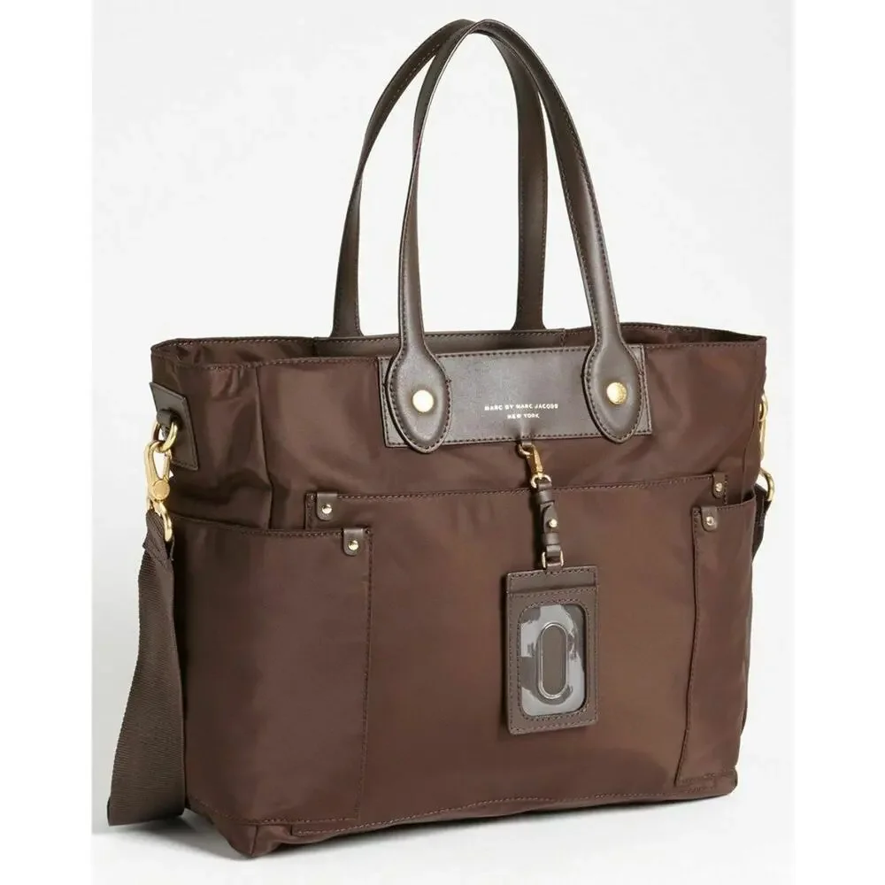 Marc Jacobs by Brown Preppy Nylon Eliz-a-baby Tote bag Shopper Logo